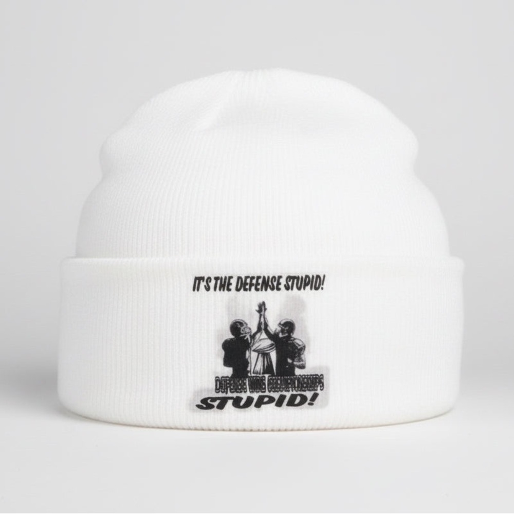 White Graphic Beanie